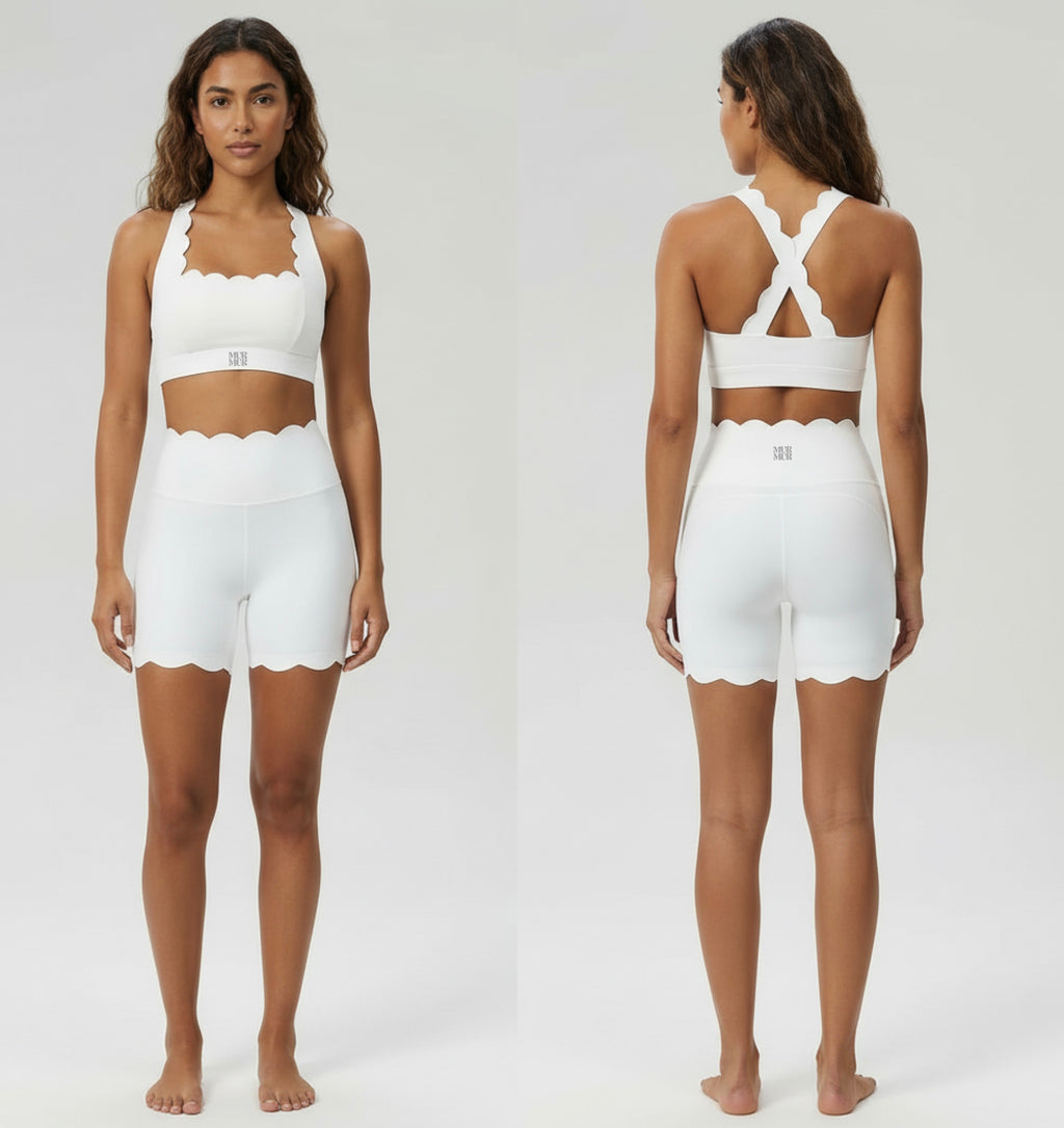 Petal Contour Sculpt Square Neck Top Neige Blanc