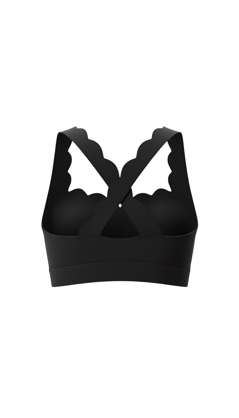 Petal Contour Sculpt Square Neck Top Noir Velours