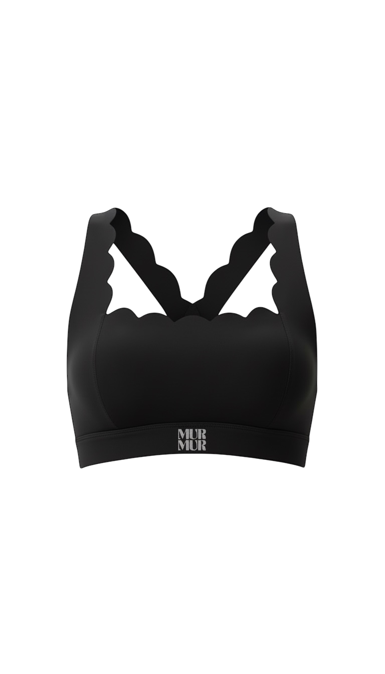 Petal Contour Sculpt Square Neck Top Noir Velours