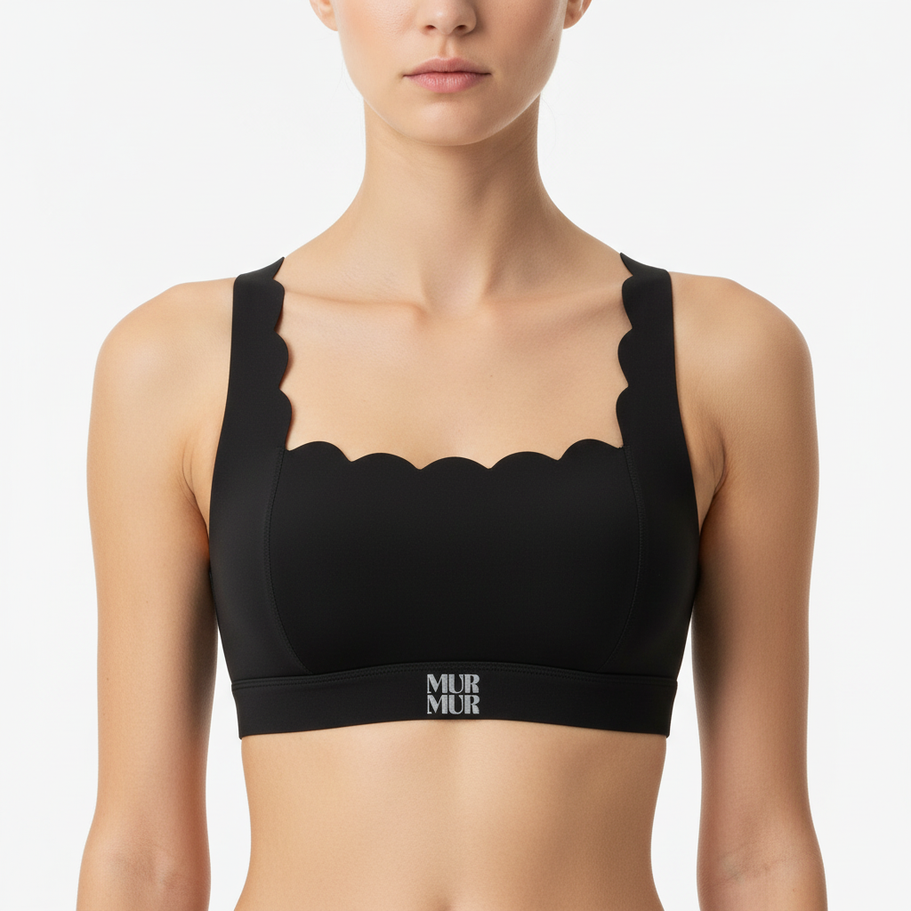 Petal Contour Sculpt Square Neck Top Noir Velours