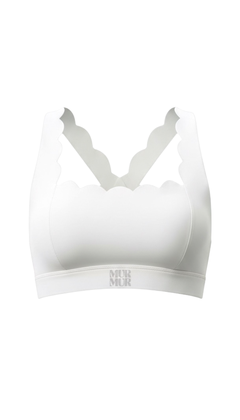 Petal Contour Sculpt Square Neck Top Neige Blanc