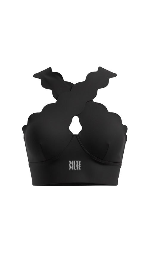 Petal Contour Sculpt Halter Top Noir Velours