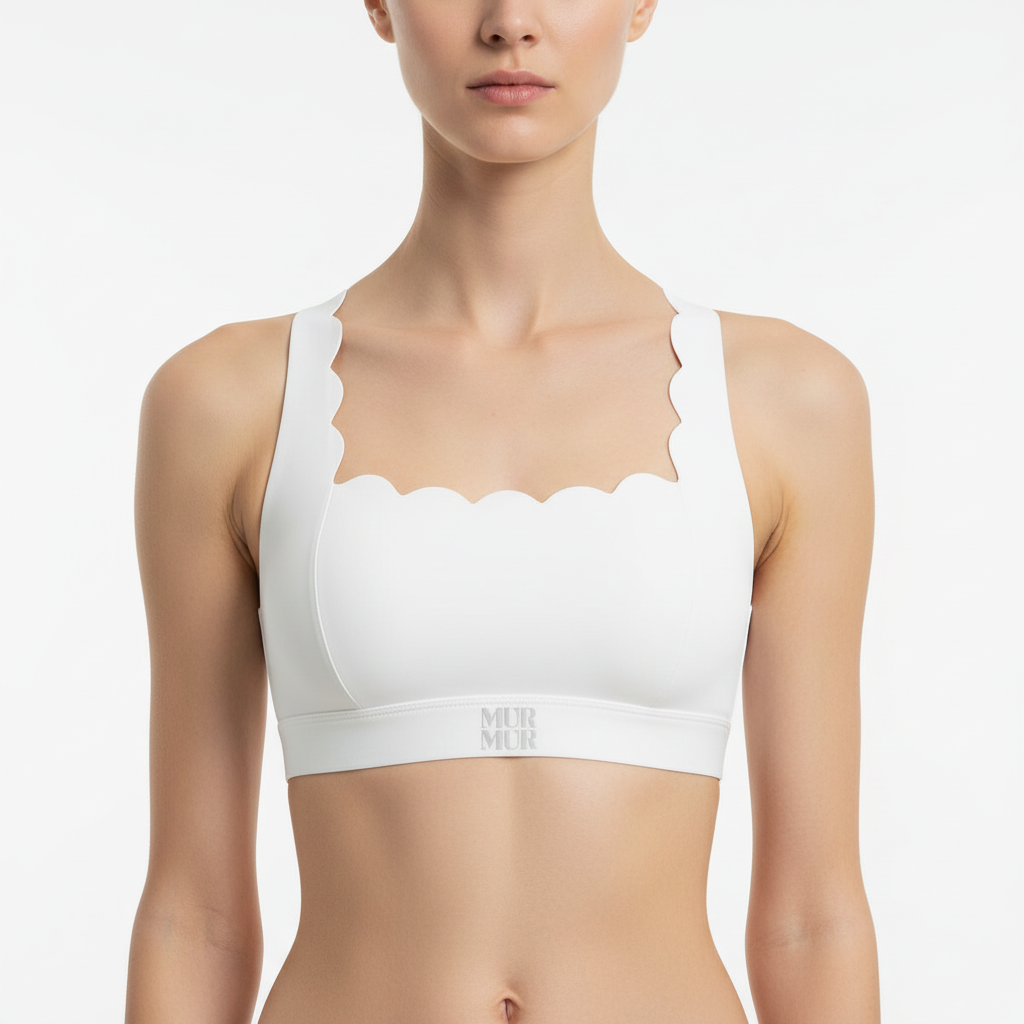 Petal Contour Sculpt Square Neck Top Neige Blanc