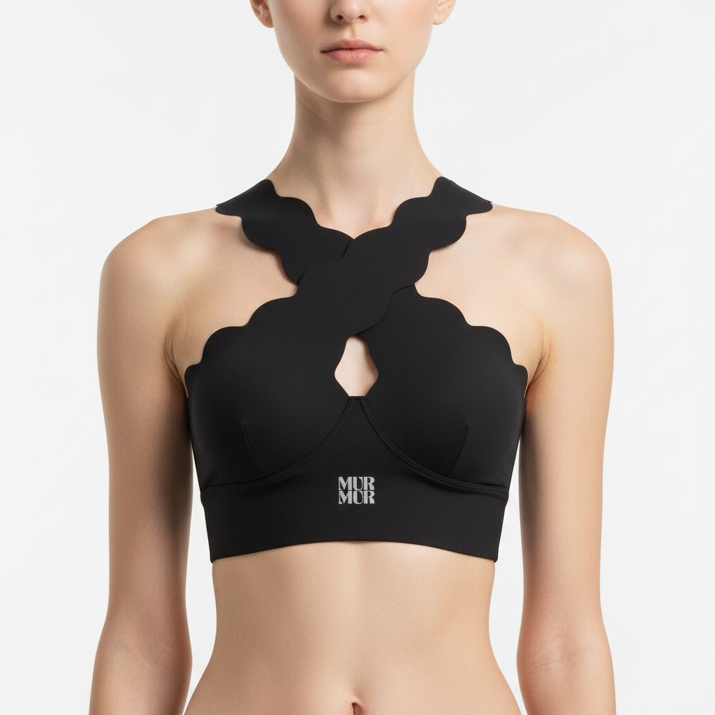 Petal Contour Sculpt Halter Top Noir Velours