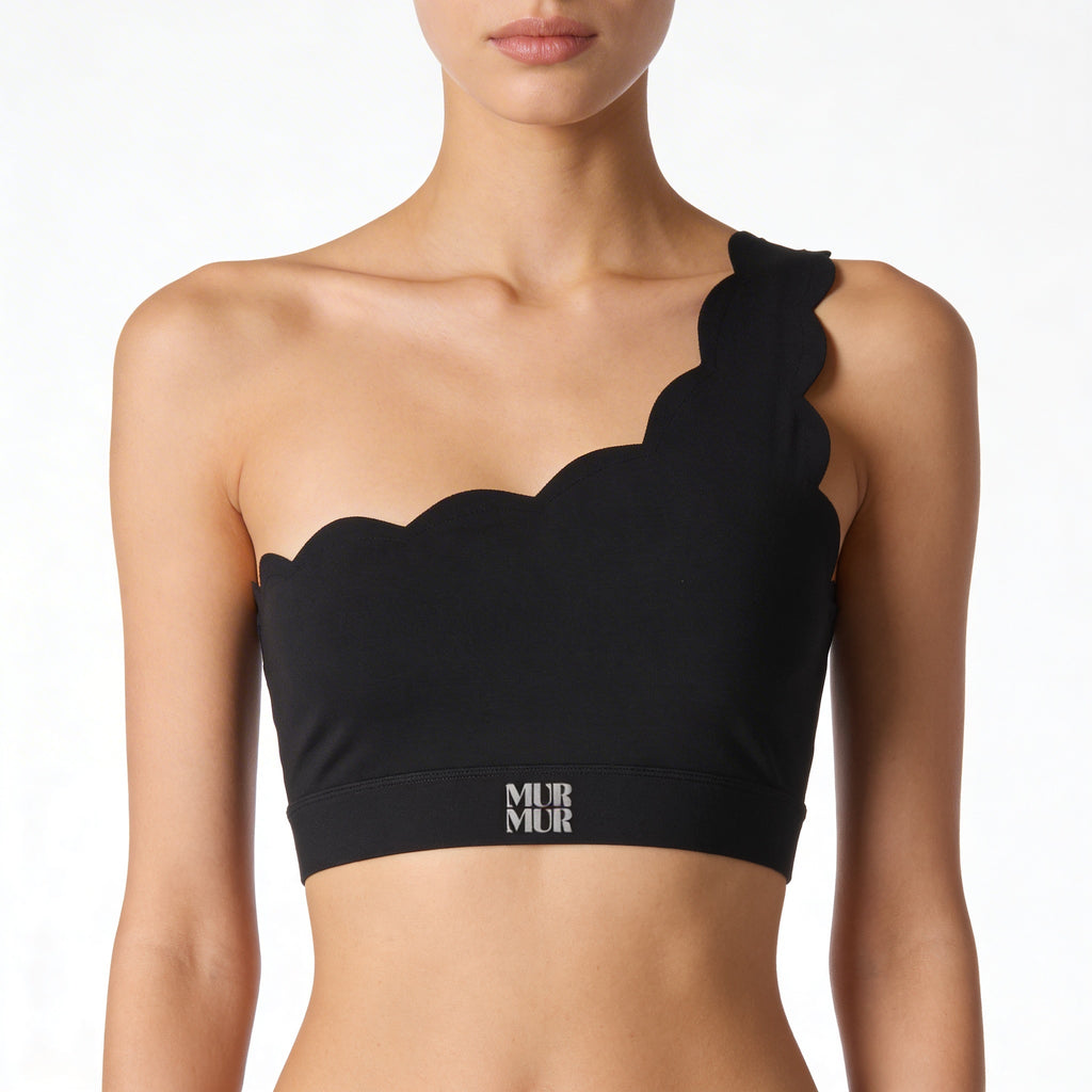 Petal Contour Sculpt Asymmetric Top Noir Velours